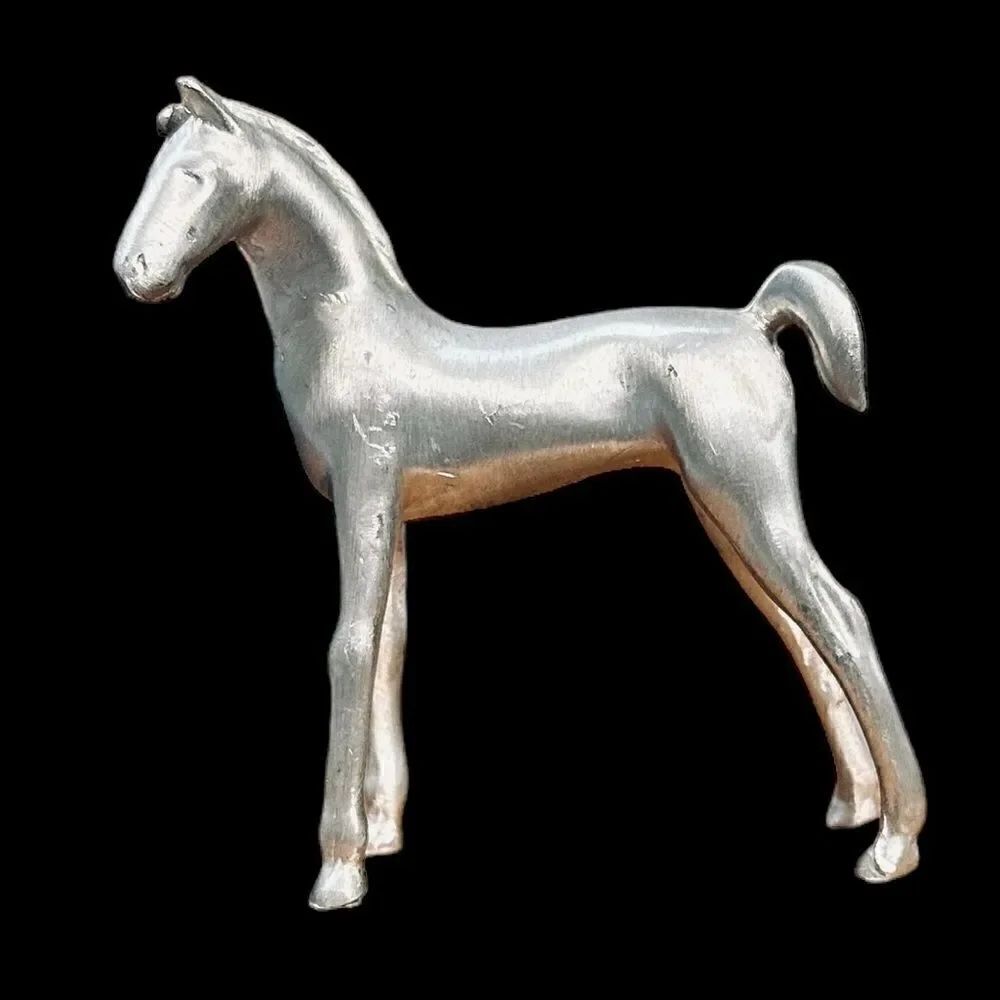 Vintage Miniature Pewter Foal Horse Equestrian Figurine Collectible  3 1/4” - Picture 3 of 13